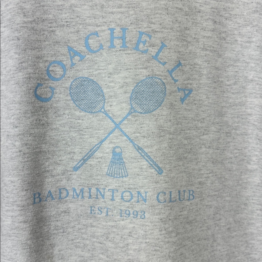 Coachella Gray Badminton Club Crew Oversized Sweatshirt Medium